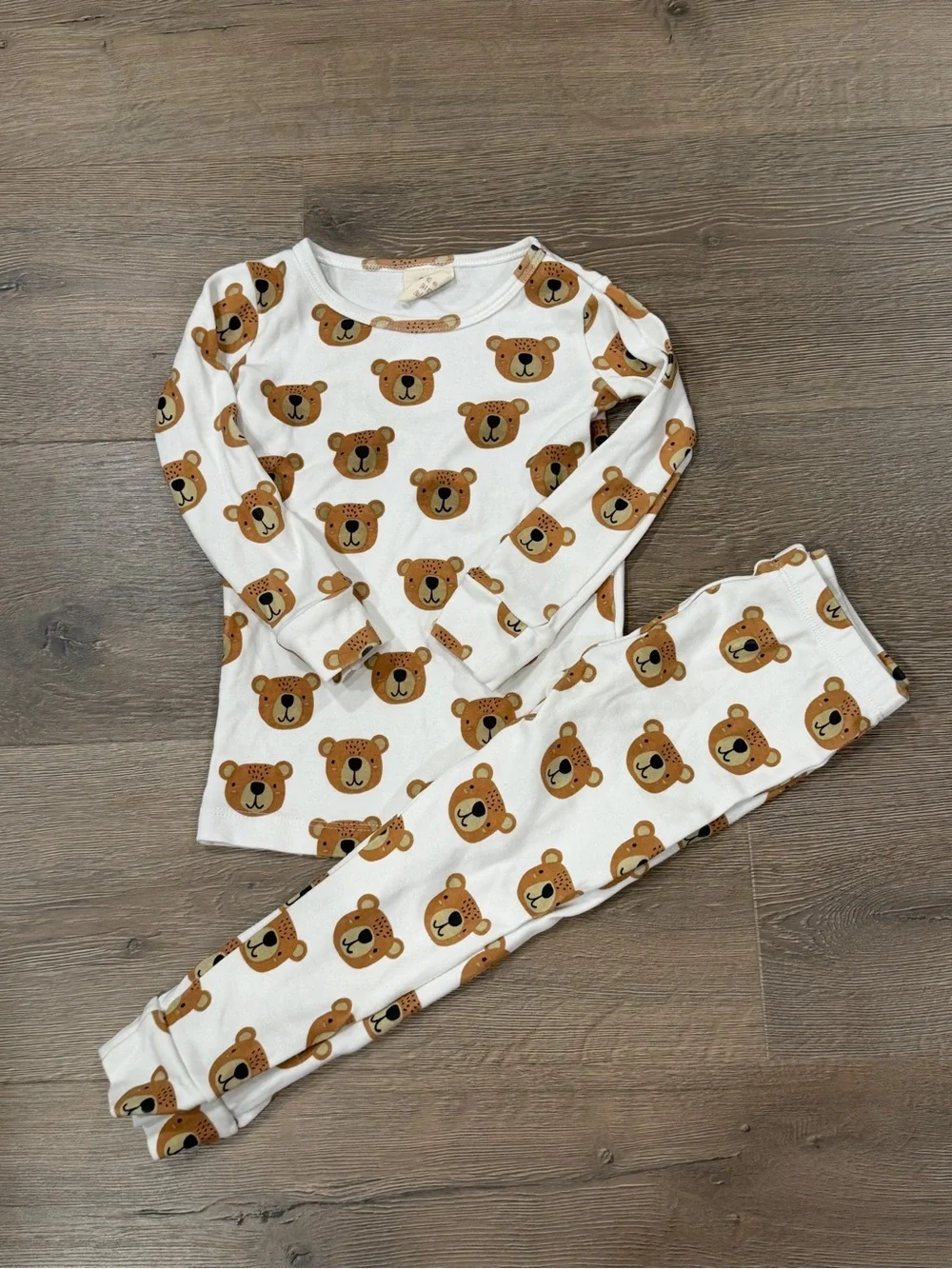 Siix organic cotton bear pajamas set long sleeve gender neutral